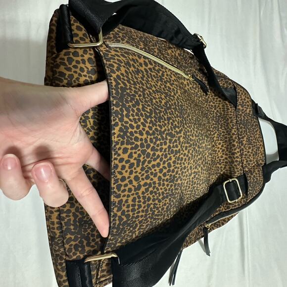 Stella & Dot Leopard Print Backpack Nylon Travel Laptop Everyday Chic Bag main image 12